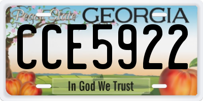 GA license plate CCE5922