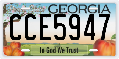 GA license plate CCE5947