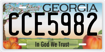 GA license plate CCE5982