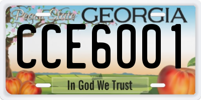 GA license plate CCE6001