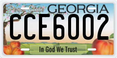 GA license plate CCE6002