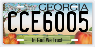 GA license plate CCE6005