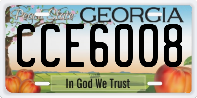 GA license plate CCE6008