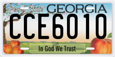 GA license plate CCE6010