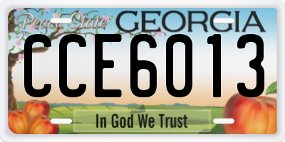 GA license plate CCE6013