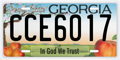 GA license plate CCE6017