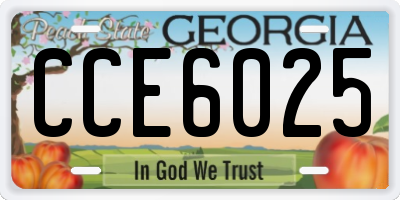 GA license plate CCE6025