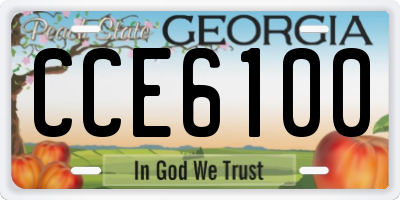 GA license plate CCE6100