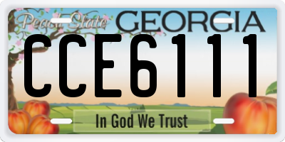 GA license plate CCE6111