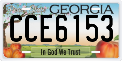 GA license plate CCE6153