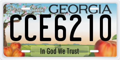 GA license plate CCE6210