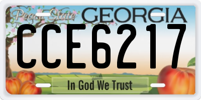 GA license plate CCE6217
