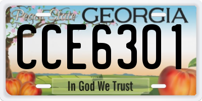 GA license plate CCE6301