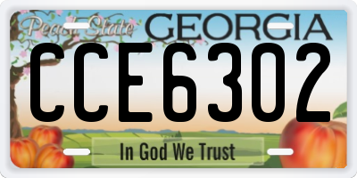 GA license plate CCE6302