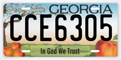 GA license plate CCE6305