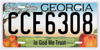 GA license plate CCE6308