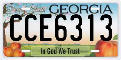 GA license plate CCE6313