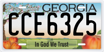 GA license plate CCE6325