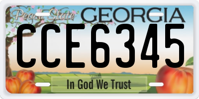 GA license plate CCE6345