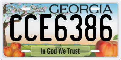 GA license plate CCE6386