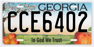 GA license plate CCE6402