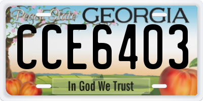 GA license plate CCE6403