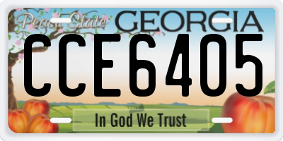 GA license plate CCE6405