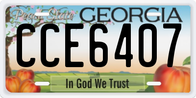 GA license plate CCE6407