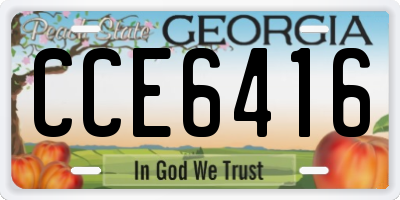 GA license plate CCE6416
