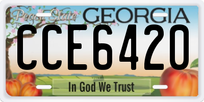 GA license plate CCE6420