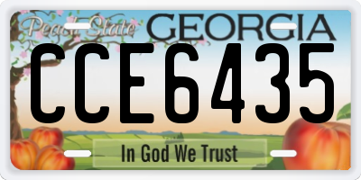 GA license plate CCE6435
