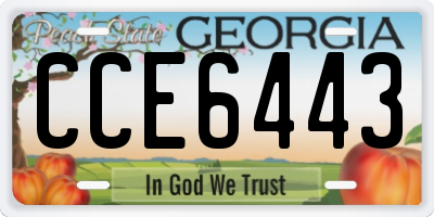 GA license plate CCE6443