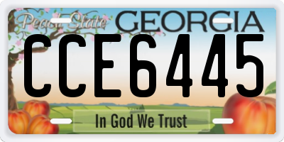 GA license plate CCE6445