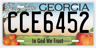 GA license plate CCE6452