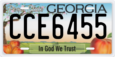 GA license plate CCE6455