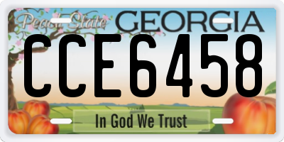 GA license plate CCE6458