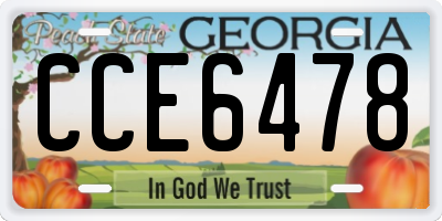 GA license plate CCE6478