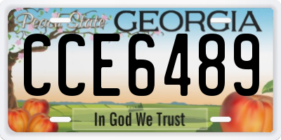 GA license plate CCE6489