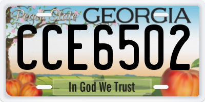 GA license plate CCE6502