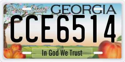 GA license plate CCE6514