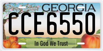 GA license plate CCE6550