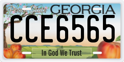 GA license plate CCE6565
