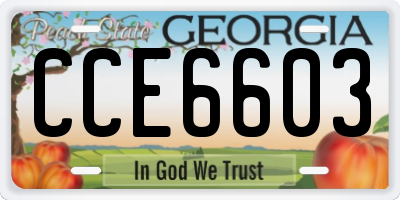 GA license plate CCE6603