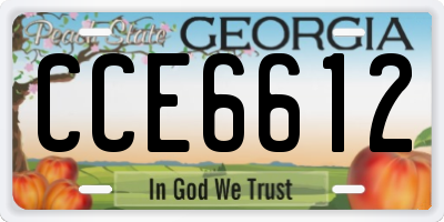 GA license plate CCE6612