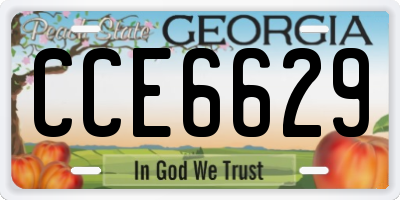 GA license plate CCE6629