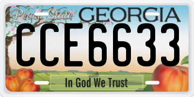 GA license plate CCE6633