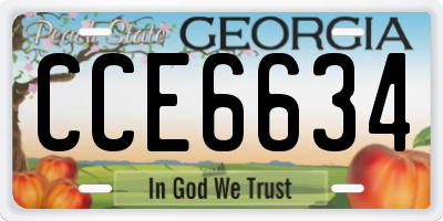 GA license plate CCE6634