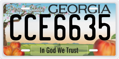 GA license plate CCE6635