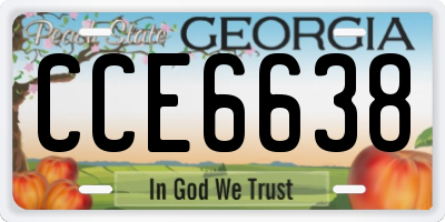 GA license plate CCE6638
