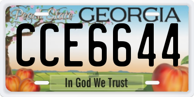 GA license plate CCE6644